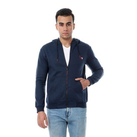 Caesar CAESAR Front Pockets Zipped Hoodie - Blue