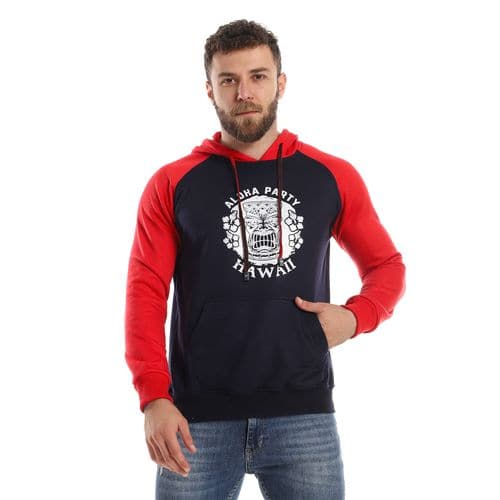 Caesar Mens Printed Hodie with Front Pockets