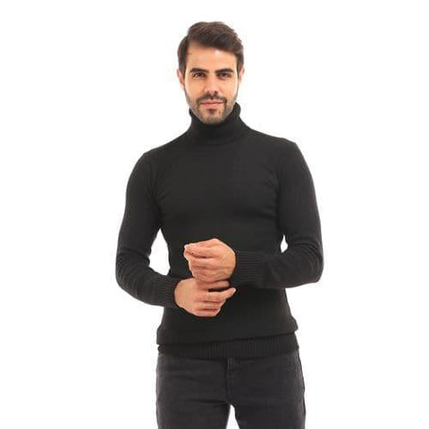 mens wool pullover with high neck