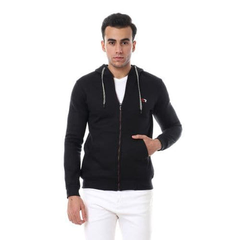 Caesar CAESAR Front Pockets Zipped Hoodie - Black