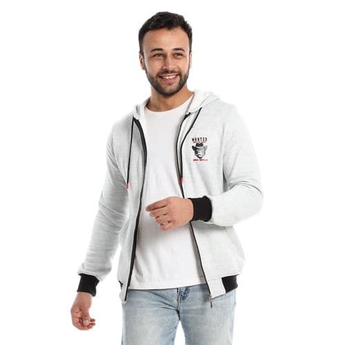 Caesar Light Grey Hooded Neck with Drawstring Sweatshirt