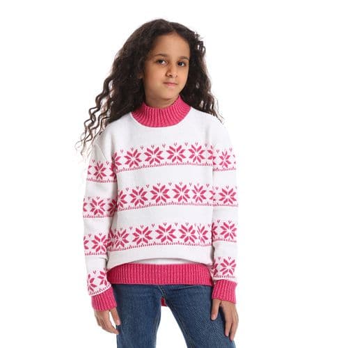 Girls Wool Pullover With Mutlicolour Design