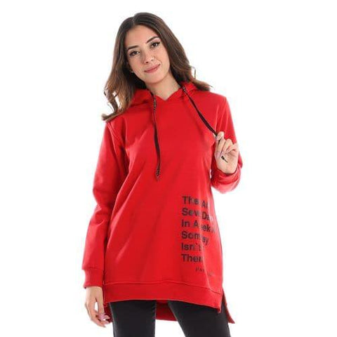 Caesar Woman Long Hoodie with Printed English Letters