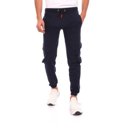 Caesar Elastic Waist with Line Baggy Sweatpants - Blue