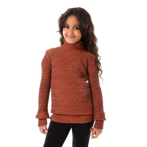 Girls Wool Pullover With High Neck