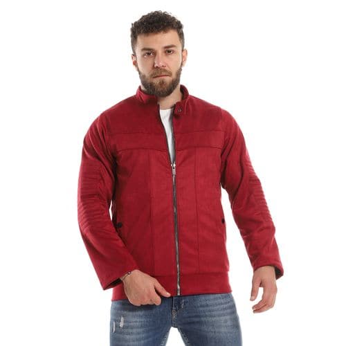 Caesar Mens Chamois Jacket with Zipper and Inner Lining