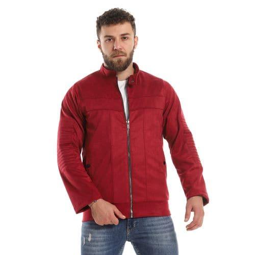 mens chamois jacket with zipper and inner lining