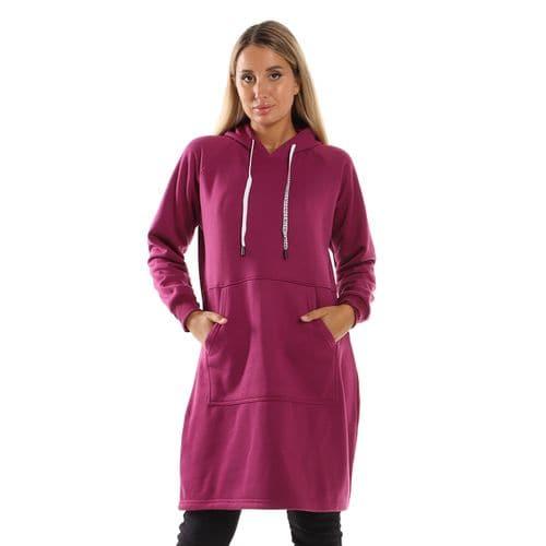 Caesar Woman Long Hoodie with Front Pocket