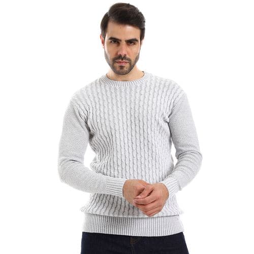 Men's wool pullover with multi pattern