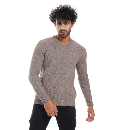 Wool Mens Pullover With V Neck