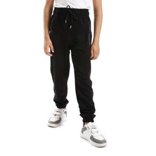 Caesar Boys Elastic Waist Sweatpants with Tape and Side Zippers