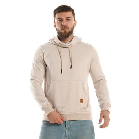 Caesar Mens Plain Hoodie with Leather Acssesory