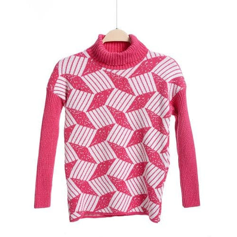 Girls Wool Pullover With Mutlicolour Design