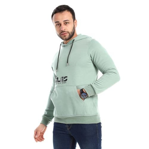 Caesar Mint Green Slip On Winter Printed Hoodie