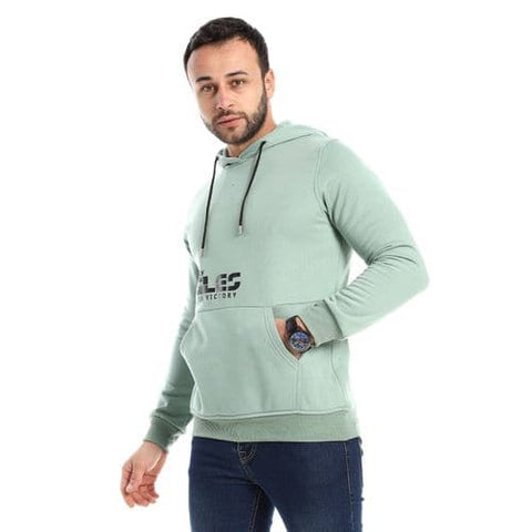 Caesar Mint Green Slip On Winter Printed Hoodie