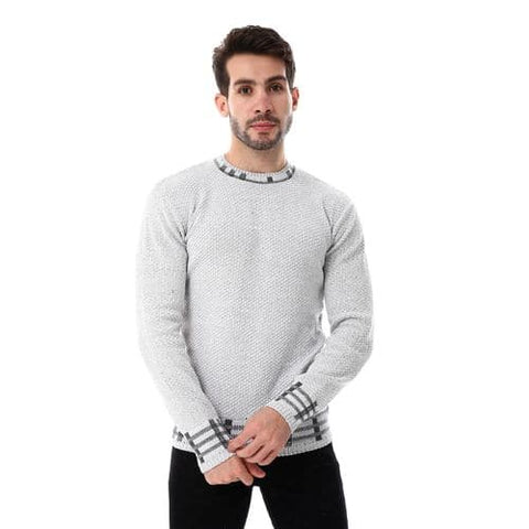 wool mens pullover with multi design