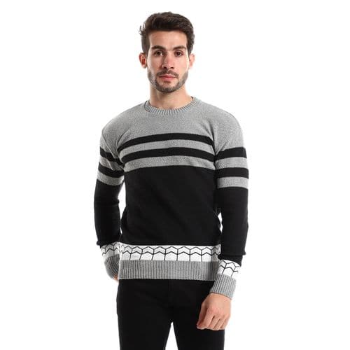 Men's wool pullover with multiple designs