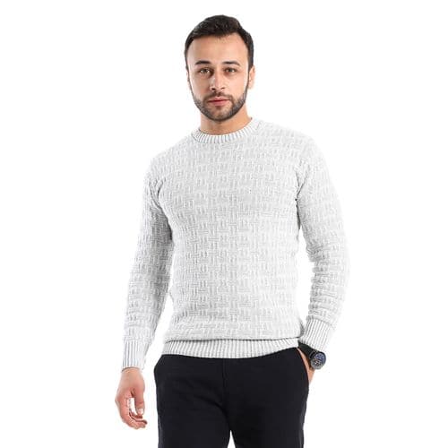 Caesar Light Grey Knitted Wool Winter Pullover