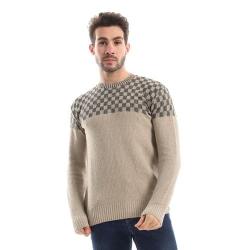 Men's wool pullover with multiple designs