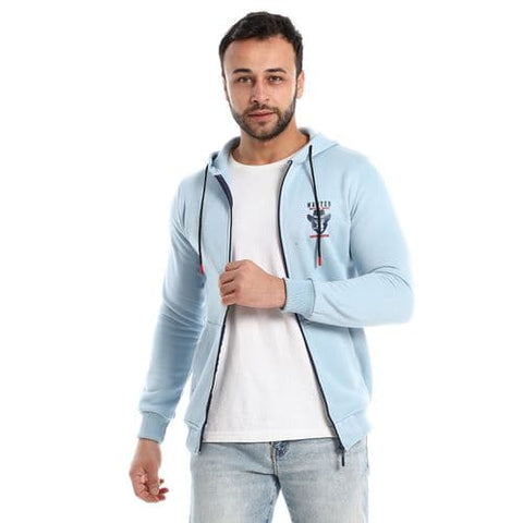 Caesar Zipper through Pocket Baby Blue Sweatshirt