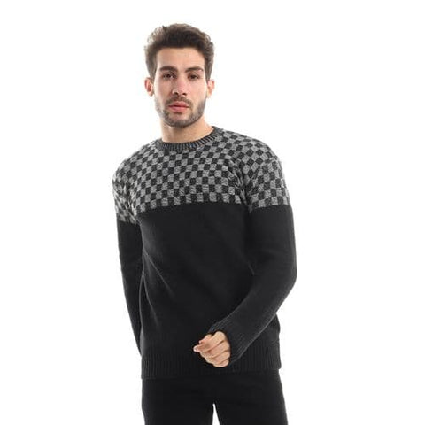 Men's wool pullover with multiple designs