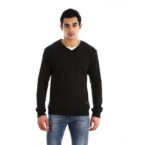 v neck derby sweatshirt black