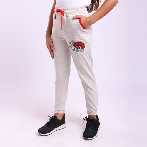 Caesar Girls Pants Cotton Busy Light Grey