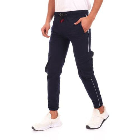 Caesar Elastic Waist with Line Baggy Sweatpants - Blue