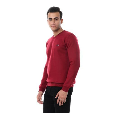 Caesar CAESAR V NECK Sweatshirt - Burgandy