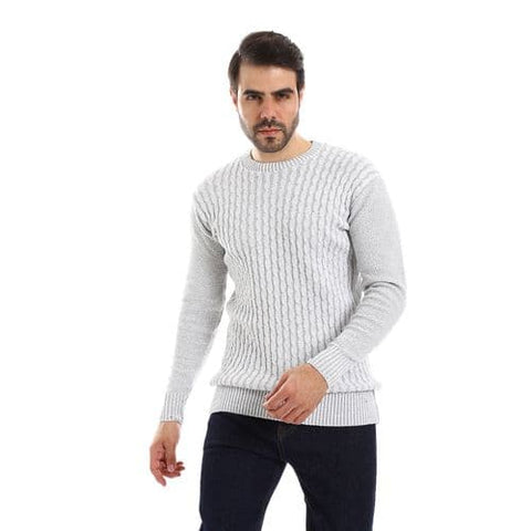 Men's wool pullover with multi pattern