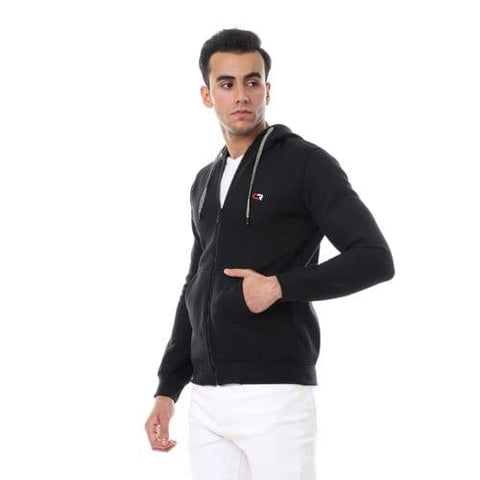 Caesar CAESAR Front Pockets Zipped Hoodie - Black