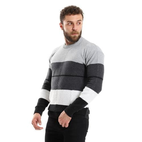 Men's wool pullover with multiple designs