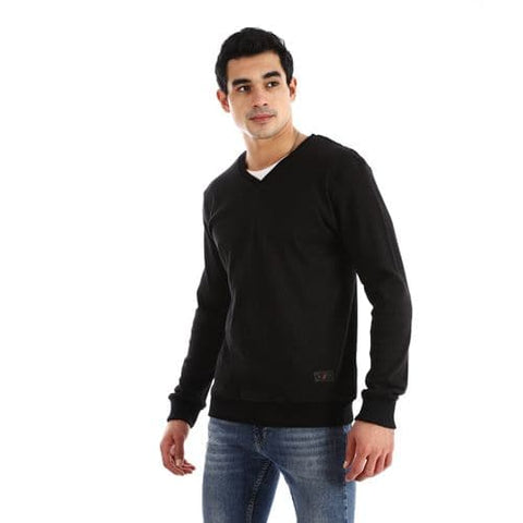 v neck derby sweatshirt black