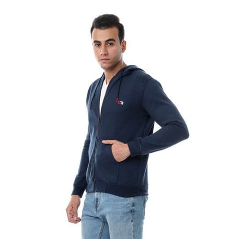 Caesar CAESAR Front Pockets Zipped Hoodie - Blue