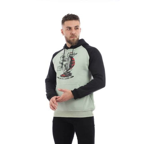 Caesar Printed Boat Hoodie للرجال - الحكم الأخضر