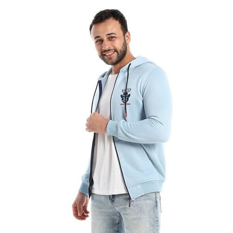 Caesar Zipper through Pocket Baby Blue Sweatshirt