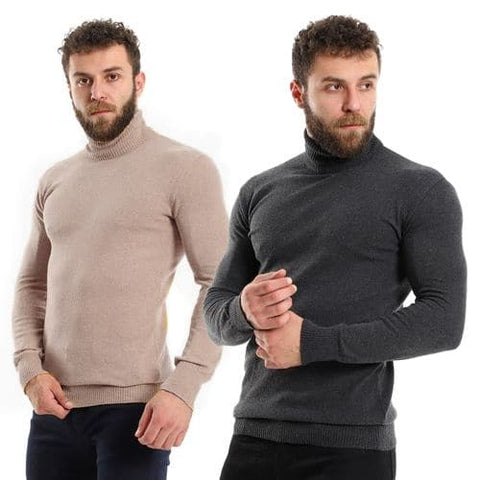 bundle mens wool pullover with high neck two pieces