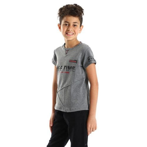 boys round neck shirt printed darkgery