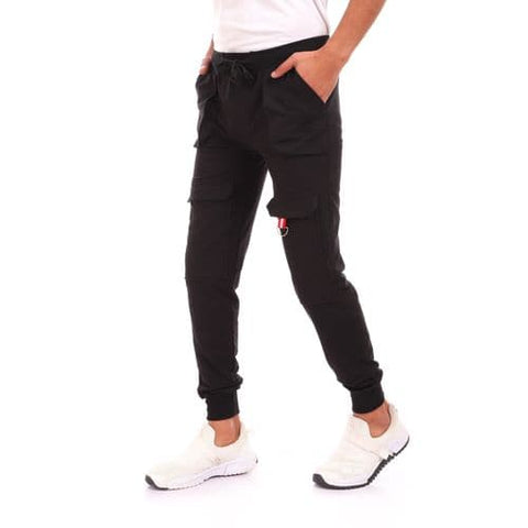 Caesar Elastic Waist with Metal Accessories Baggy Sweatpants - Black