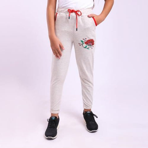 Caesar Girls Pants Cotton Busy Light Grey