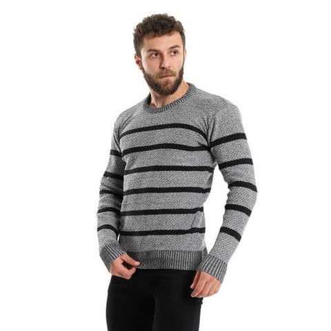 Men's wool pullover with multi design