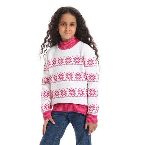 Girls Wool Pullover With Mutlicolour Design