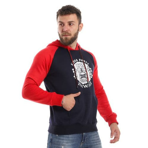 Caesar Mens Printed Hodie with Front Pockets