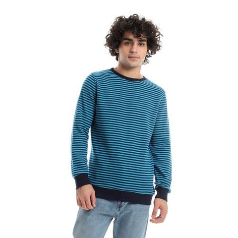 Caesar Mens Round Neck stripped Sweatshirt