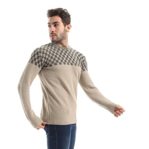 Men's wool pullover with multiple designs