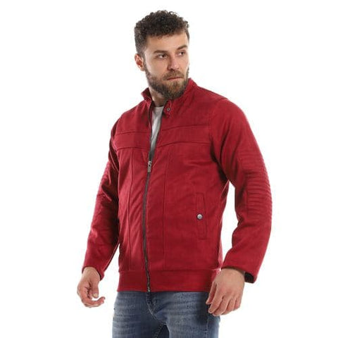 Caesar Mens Chamois Jacket with Zipper and Inner Lining