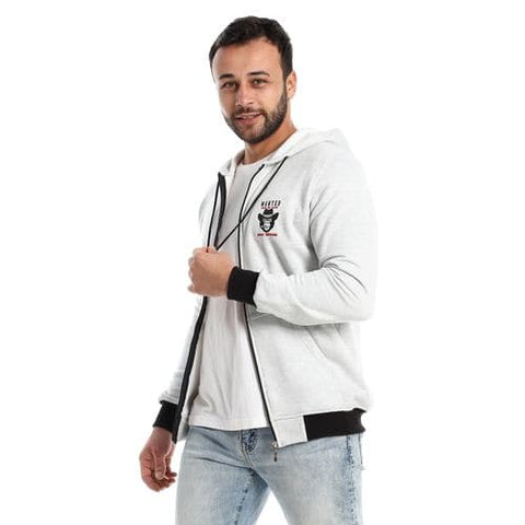 Caesar Light Grey Hooded Neck with Drawstring Sweatshirt