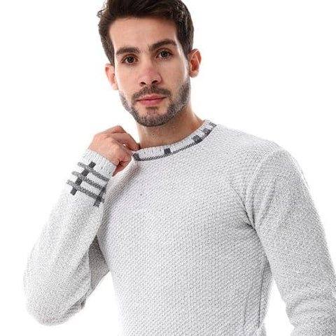 wool mens pullover with multi design