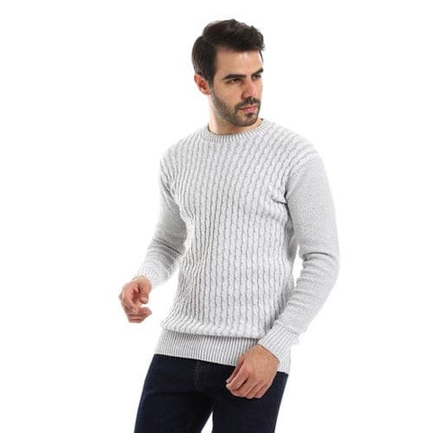 Men's wool pullover with multi pattern