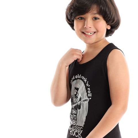 Caesar Boys Print Sportive Tank Top - Black